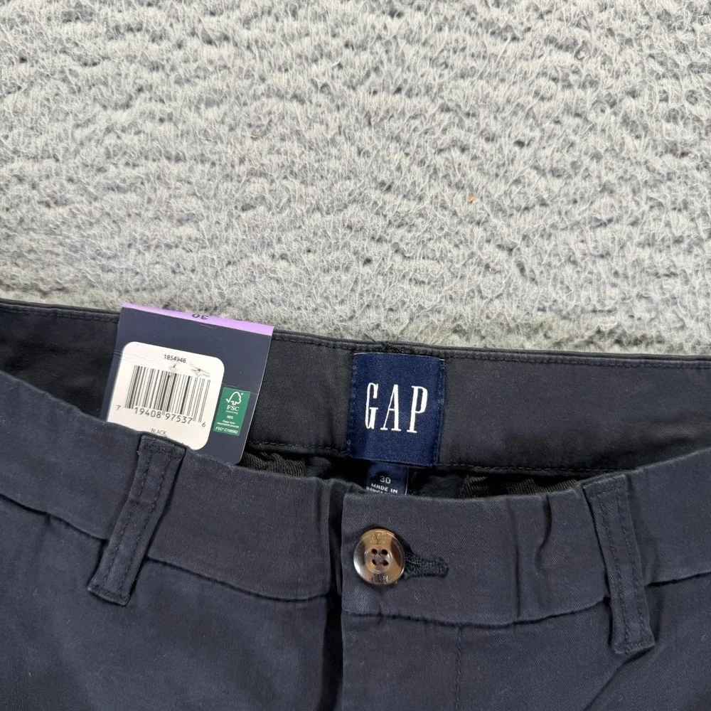 Gap Shorts Men 30 Black Cotton Chino Preppy Travel Workwear Summer Beach Stretch